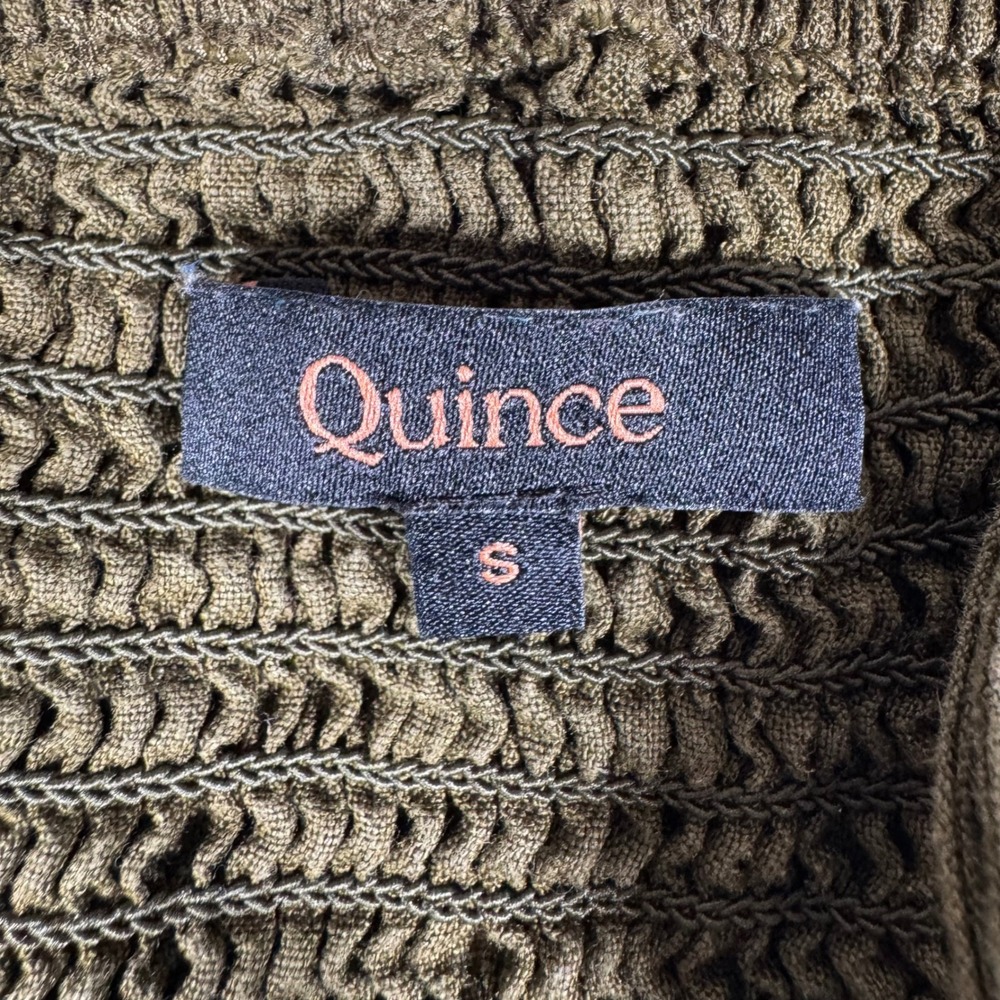 Quince 100% European Linen Scoop Neck Midi Dress Martini Olive Green CS001 Small - Picture 4 of 13